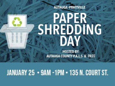 Paper Shredding Day set for Jan. 25 in Prattville; Hosted by P.A.L.S., PASS, IP and Recycle Service Corp