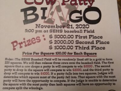 SEHS Baseball Team Selling Tickets for Cow Patty Bingo Fundraiser