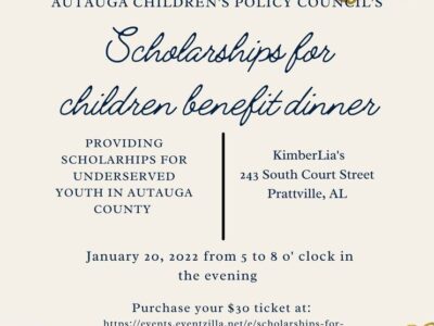 Autauga County Children’s Policy Council Hosting Scholarship Dinner Jan. 20 at KimberLia’s