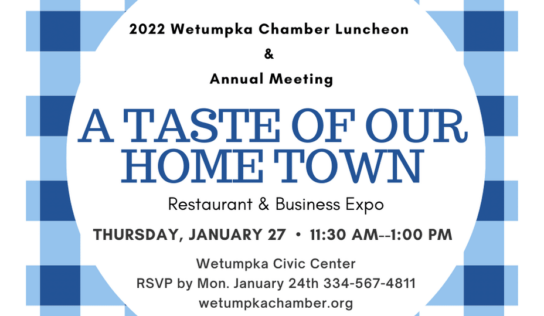 Wetumpka Chamber of Commerce: Tickets on Sale now for 2022 Luncheon/Annual Meeting