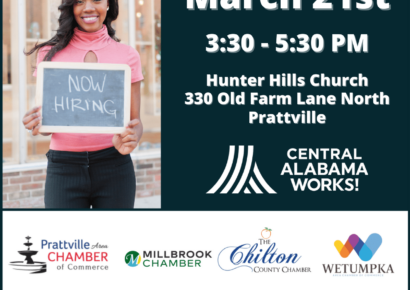 Central AlabamaWorks Partners with Local Chambers to host Regional Hiring Event March 21st