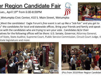 River Region Candidate Fair coming to Wetumpka Civic Center April 19; Hosted by Eagle Forum
