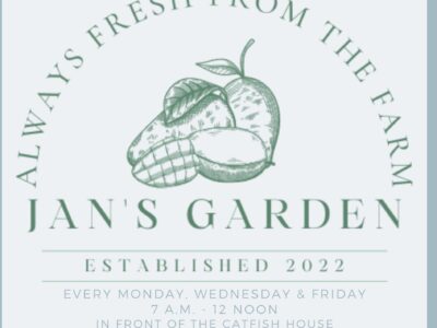 Jan’s Garden Opening April 25th in Millbrook in Catfish House Parking Lot