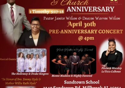 1st Pastoral, Church Anniversary is April 30th for Abundant Grace Ministries at Sandtown School in Millbrook