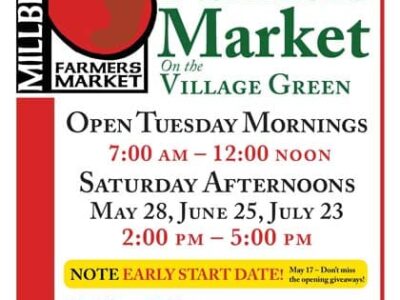 Millbrook Farmers Market Opening May 17 Every Tuesday with Three Saturdays as Well