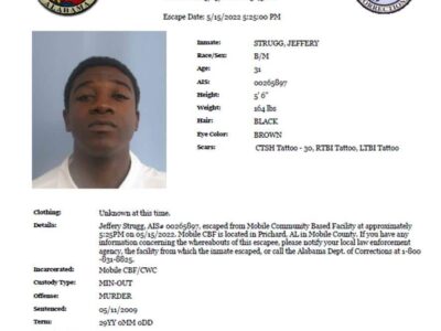 UPDATE: The inmate has been captured and is back in custody per ADOC