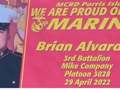 Brian Alvarado Graduates from Marine Boot Camp; Now Training in North Carolina