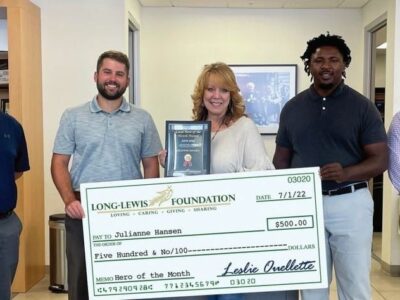 Julianne Hansen, of Prattville, named the Long-Lewis Hero of the Month for June