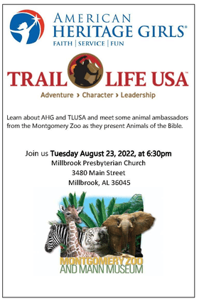 American Heritage Girls Informational Event Aug. 23 will include Animals from Montgomery Zoo