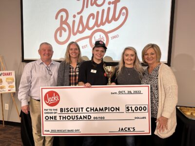 Reilly Carroll of Jack’s location in Geraldine, AL earns next year of Biscuit Bragging rights