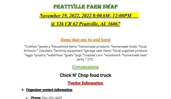 Prattville Farm Swap is Nov. 19 from 8 a.m. to Noon