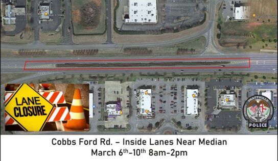 <strong>Cobbs Ford Lane Closure coming March 6-10 in Prattville</strong>
