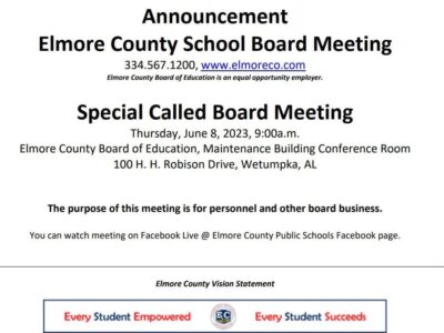Special Called Board Meeting for Elmore County is June 8