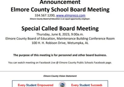 Special Called Board Meeting for Elmore County is June 8