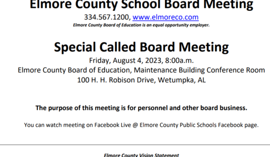 Special Called Board meeting for Elmore County Announced