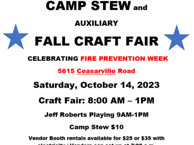 Holtville/Slapout Fire & Rescue Camp Stew, Craft Fair is Oct 14; Jeff Roberts Performing Live
