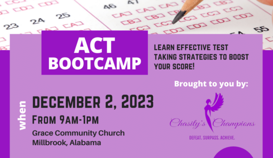 ACT Boot Camp offered for High School Students; Register Now as spots are limited