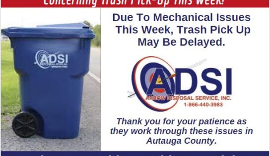 Expect Delays with ADSI Trash Collection due to Mechanical Issues