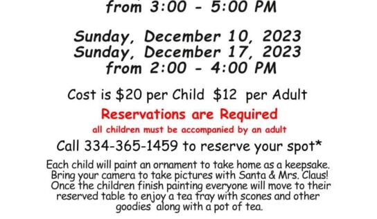 Anyone Up for Tea with the Clauses? Check out the schedule for the Smith-Byrd House in Prattville