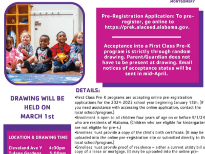 Registration open for first class of Pre-K at Grandview YMCA, and Greater Montgomery YMCA locations