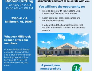 Alabama ONE Announces New Millbrook Location; Ribbon cutting Feb. 27