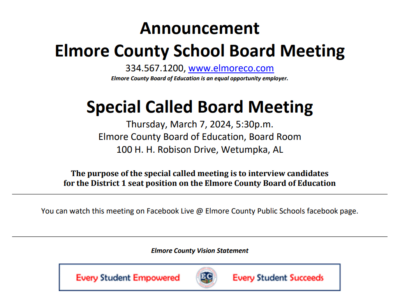 Candidates for Elmore County School Board to be interviewed March 7 in Special Called meeting; See list of candidates