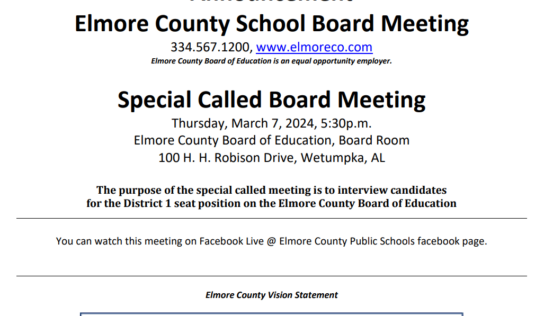 Candidates for Elmore County School Board to be interviewed March 7 in Special Called meeting; See list of candidates