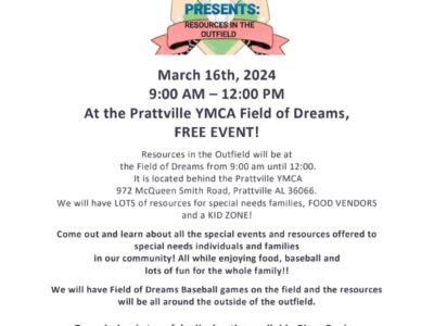 FREE Resources in the Outfield is Saturday at Prattville YMCA Field of Dreams