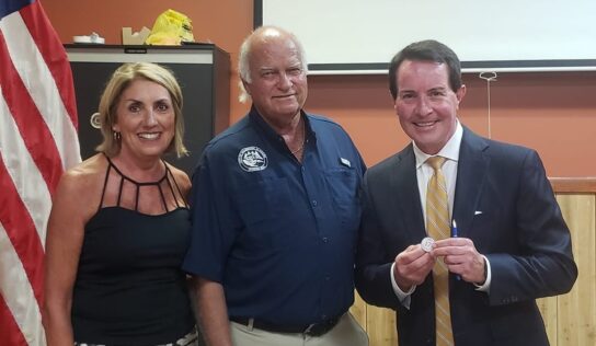 WAKA Meteorologist Shane Butler visits with Millbrook Civitans