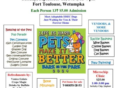 HSEC’s Bark in the Park moved to Sept. 22 at Fort Toulouse