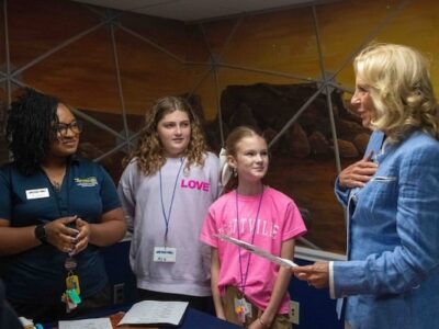 First Lady Biden meets ACS students at Starbase Maxwell field trip