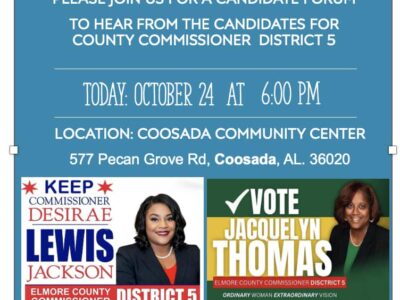 Candidate Forum tonight in Coosada for Commission District 5