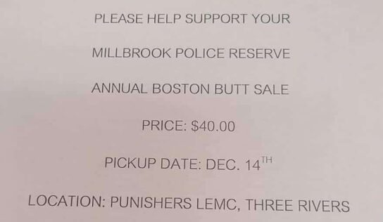 Boston Butt Sale: Millbrook Police Reserve Fundraiser is Saturday, December 14