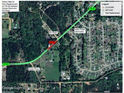 Autauga County Road Closure, CR 40 Between Davies Road and KH Road beginning Nov. 18
