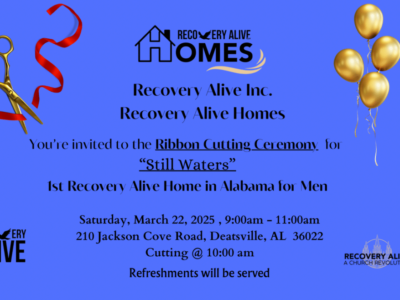 Recovery Alive home opening in Deatsville; Community invited to Ribbon Cutting Saturday to learn more