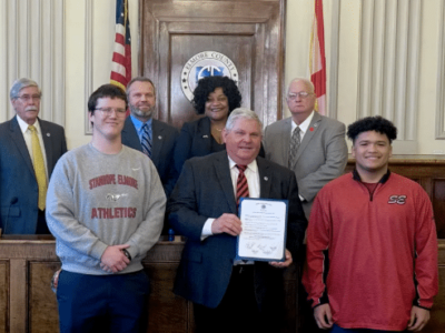 State Champion Wrestler Dominic Sager recognized during Commission Meeting