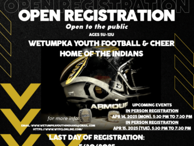 Open Registration for Wetumpka Youth Football, Cheer announced