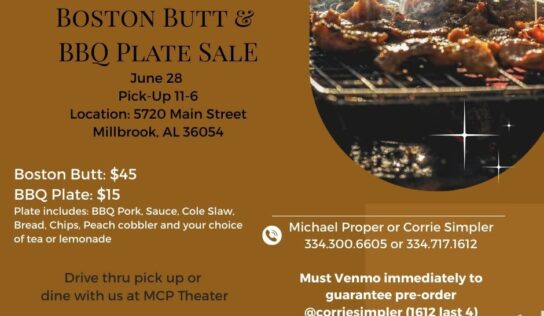 Millbrook Community Players Boston Butt & BBQ Plate Sale is June 28