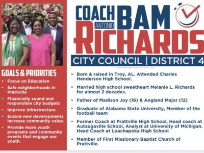 Antonio ‘Coach Bam’ Richards announces candidacy for Prattville City Council District 4