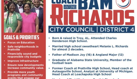 Antonio ‘Coach Bam’ Richards announces candidacy for Prattville City Council District 4
