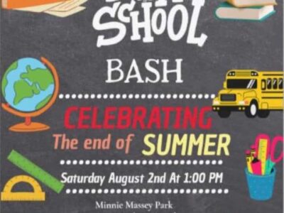 Mark your calendars for the Back to School Bash at Minnie Massie Park!