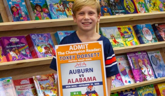 Prattville Primary student gets Iron Bowl tickets for winning AEA’s 𝐵𝑒 𝐴 𝐶ℎ𝑎𝑚𝑝𝑖𝑜𝑛 𝑎𝑛𝑑 𝑅𝑒𝑎𝑑 contest 