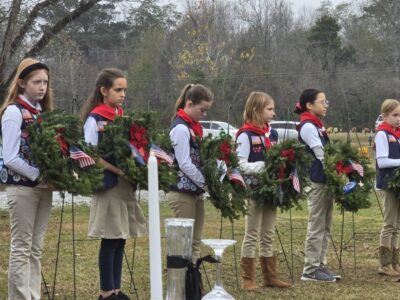 American Heritage Girls Troop AL0125 organizes Wreaths Across America B1G2 deal for Brookside Memorial